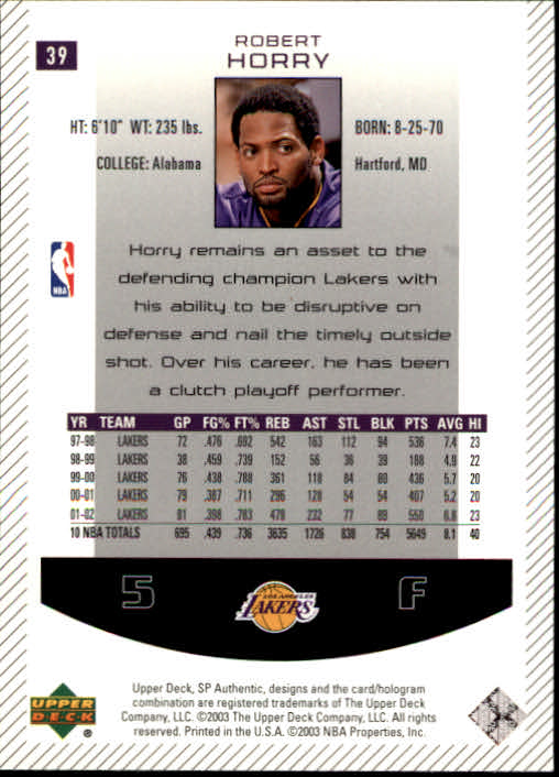 2002/2003 SP Authentic (Upper Deck) Basketball - Picture 231 of 307