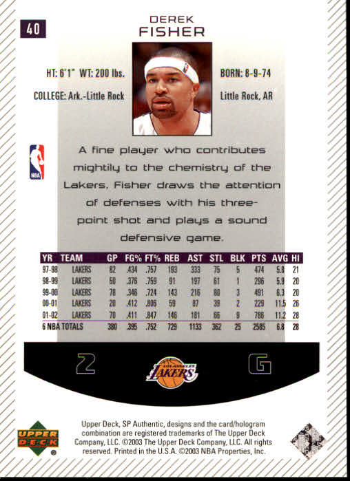 2002/2003 SP Authentic (Upper Deck) Basketball - Picture 229 of 307