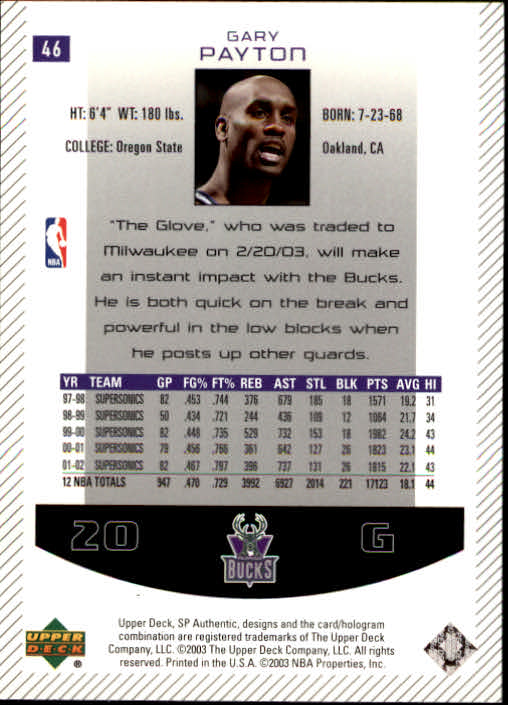 2002/2003 SP Authentic (Upper Deck) Basketball - Picture 217 of 307
