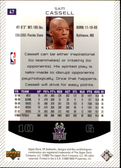 2002/2003 SP Authentic (Upper Deck) Basketball - Picture 215 of 307