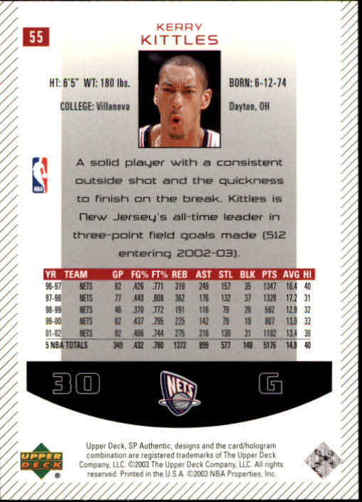 2002/2003 SP Authentic (Upper Deck) Basketball - Picture 199 of 307