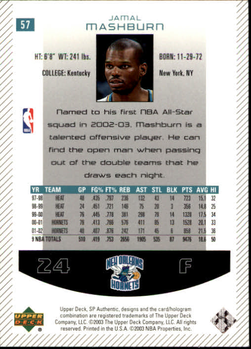 2002/2003 SP Authentic (Upper Deck) Basketball - Picture 195 of 307
