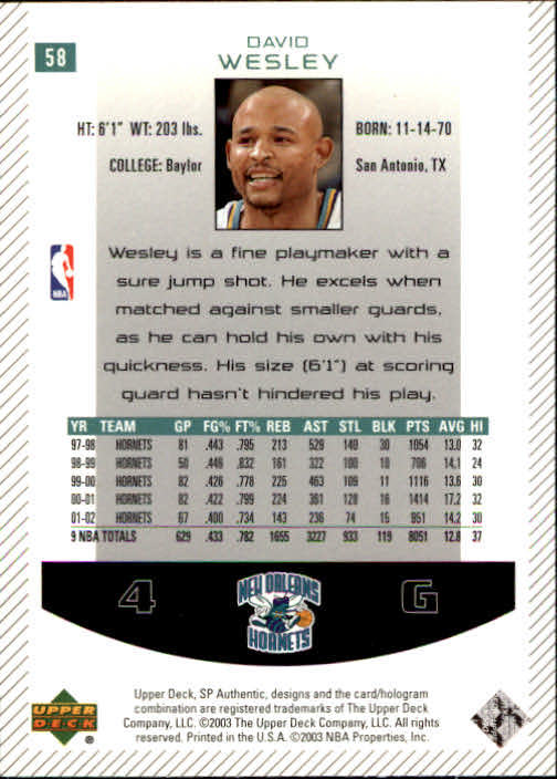 2002/2003 SP Authentic (Upper Deck) Basketball - Picture 193 of 307