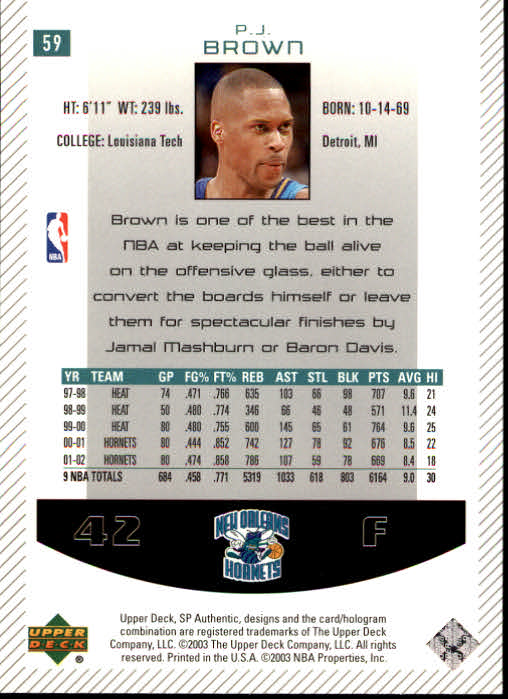 2002/2003 SP Authentic (Upper Deck) Basketball - Picture 191 of 307