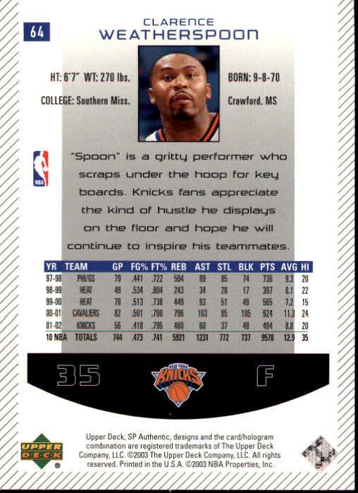 2002/2003 SP Authentic (Upper Deck) Basketball - Picture 181 of 307