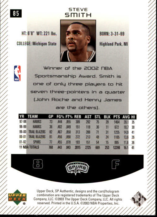 2002/2003 SP Authentic (Upper Deck) Basketball - Picture 139 of 307
