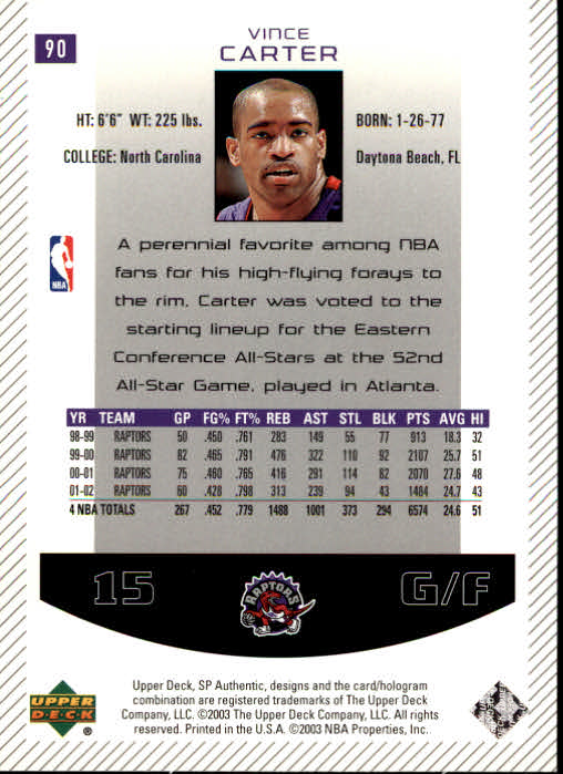 2002/2003 SP Authentic (Upper Deck) Basketball - Picture 129 of 307