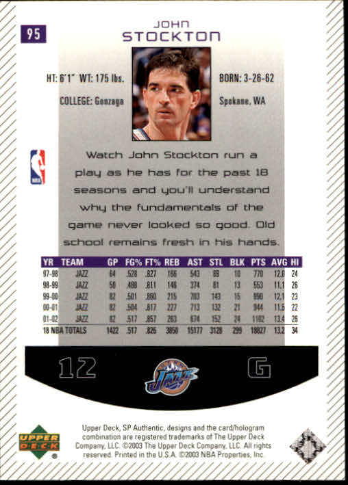 2002/2003 SP Authentic (Upper Deck) Basketball - Picture 119 of 307