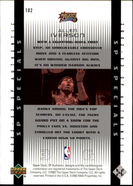 2002/2003 SP Authentic (Upper Deck) Basketball - Picture 107 of 307