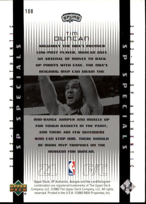 2002/2003 SP Authentic (Upper Deck) Basketball - Picture 95 of 307