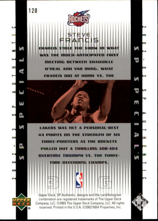 2002/2003 SP Authentic (Upper Deck) Basketball - Picture 83 of 307