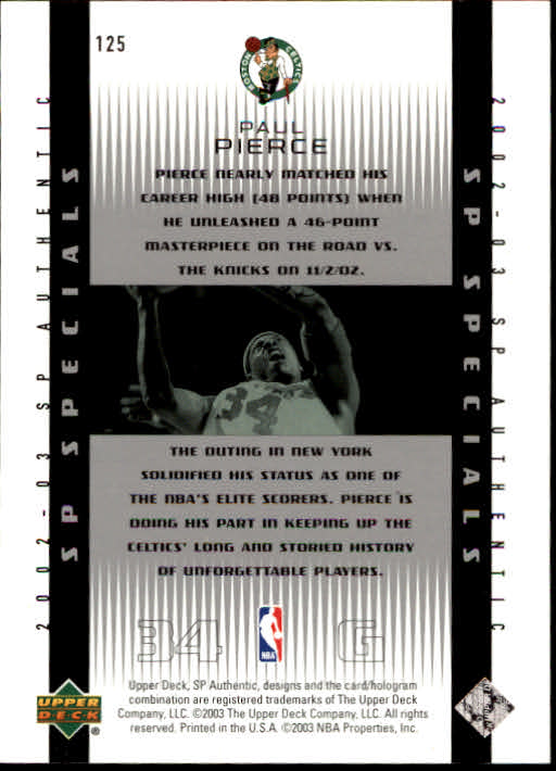 2002/2003 SP Authentic (Upper Deck) Basketball - Picture 77 of 307