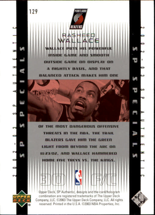 2002/2003 SP Authentic (Upper Deck) Basketball - Picture 71 of 307