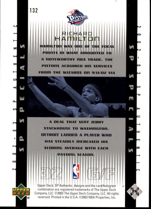 2002/2003 SP Authentic (Upper Deck) Basketball - Picture 65 of 307