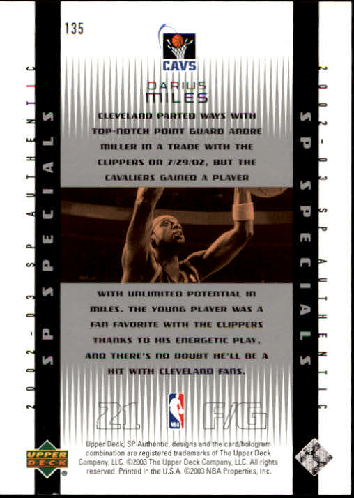 2002/2003 SP Authentic (Upper Deck) Basketball - Picture 61 of 307