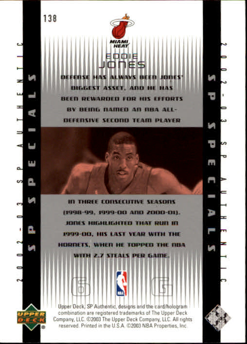 2002/2003 SP Authentic (Upper Deck) Basketball - Picture 57 of 307