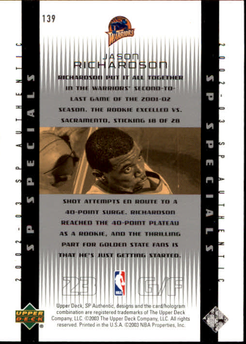 2002/2003 SP Authentic (Upper Deck) Basketball - Picture 55 of 307