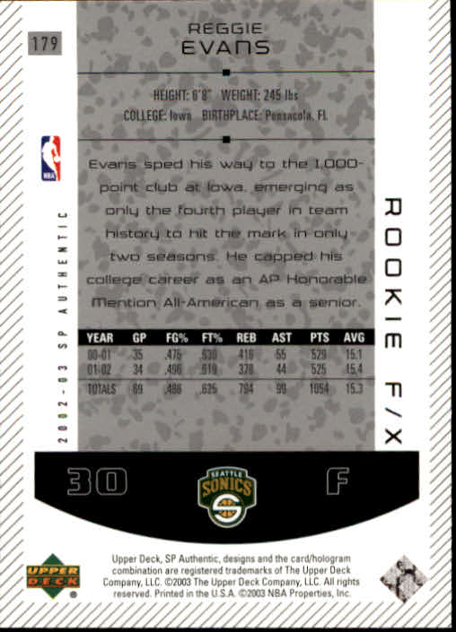 2002/2003 SP Authentic (Upper Deck) Basketball - Picture 33 of 307