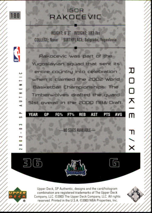2002/2003 SP Authentic (Upper Deck) Basketball - Picture 31 of 307