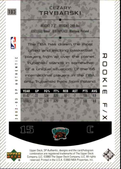 2002/2003 SP Authentic (Upper Deck) Basketball - Picture 27 of 307