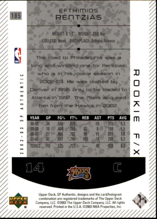 2002/2003 SP Authentic (Upper Deck) Basketball - Picture 23 of 307