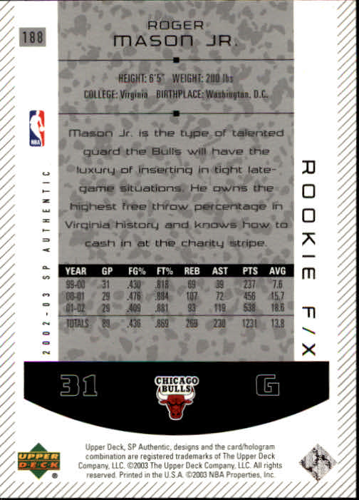 2002/2003 SP Authentic (Upper Deck) Basketball - Picture 17 of 307