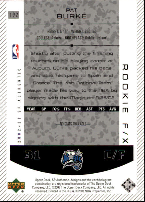2002/2003 SP Authentic (Upper Deck) Basketball - Picture 11 of 307