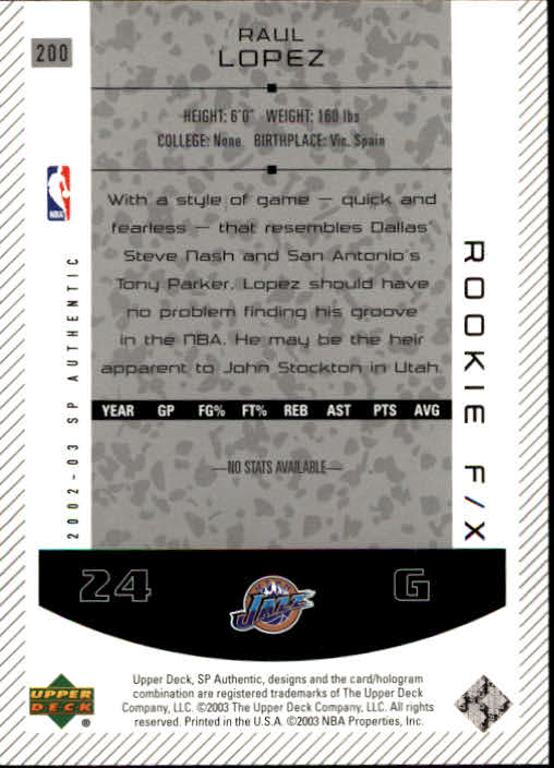 2002/2003 SP Authentic (Upper Deck) Basketball - Picture 7 of 307