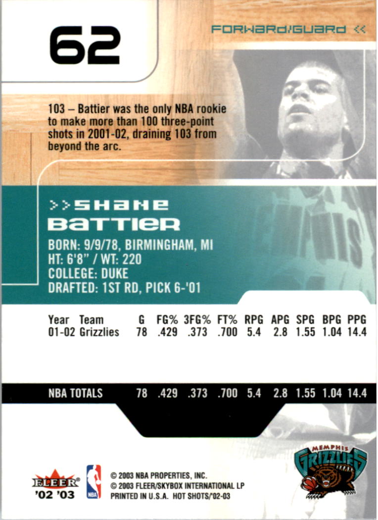 2002/2003 Fleer Hot Shots Basketball - Picture 31 of 83