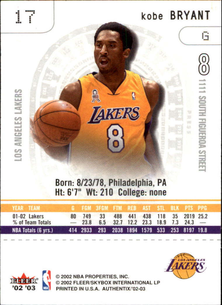2002/2003 Fleer Authentix Basketball - Picture 7 of 68