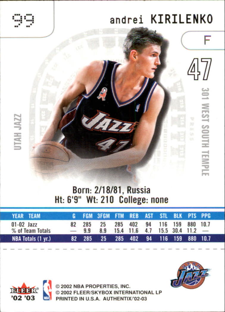 2002/2003 Fleer Authentix Basketball - Picture 45 of 68
