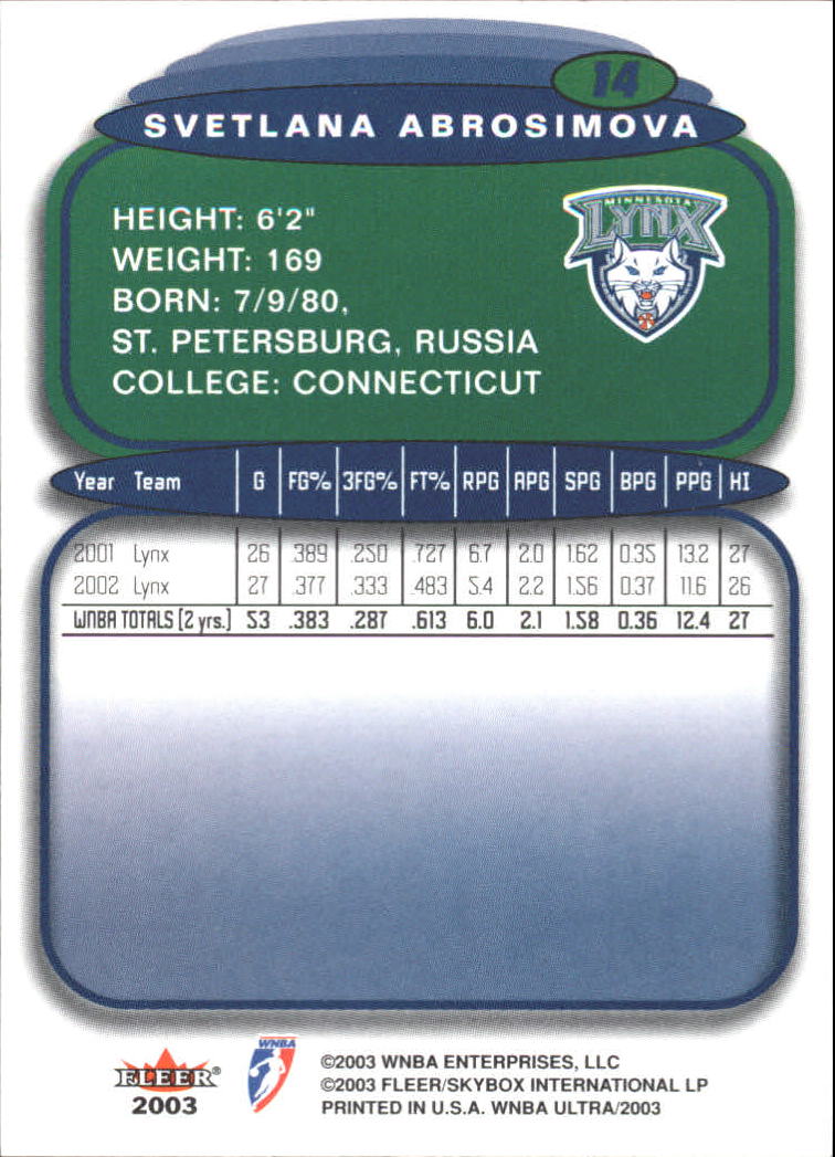 2003 Ultra WNBA (Fleer) Basketball - Picture 27 of 221