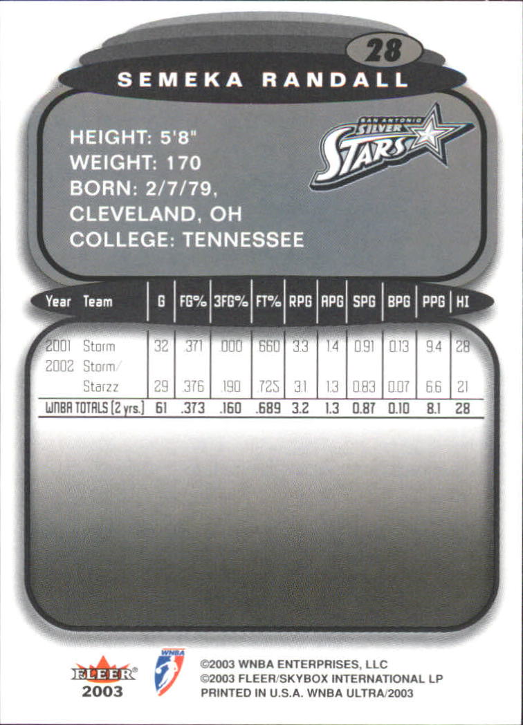 2003 Ultra WNBA (Fleer) Basketball - Picture 55 of 221
