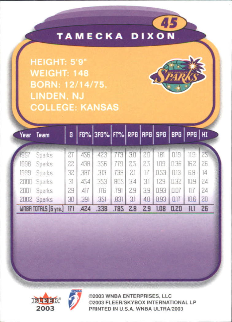 2003 Ultra WNBA (Fleer) Basketball - Picture 89 of 221