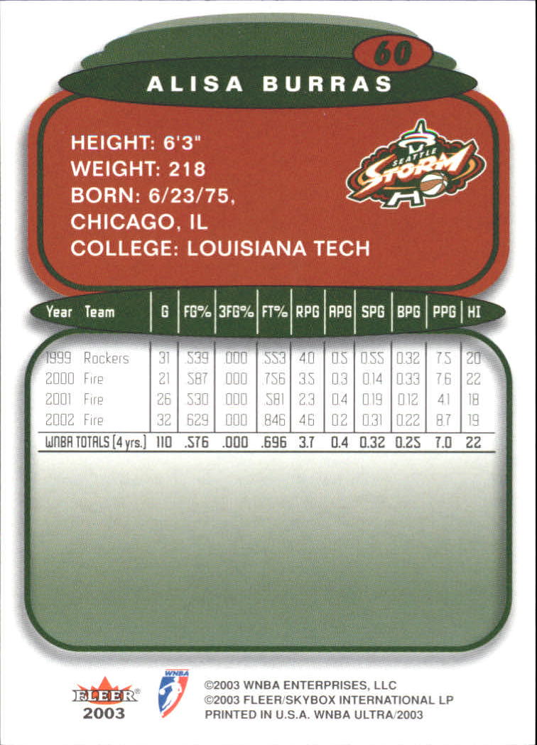 2003 Ultra WNBA (Fleer) Basketball - Picture 119 of 221