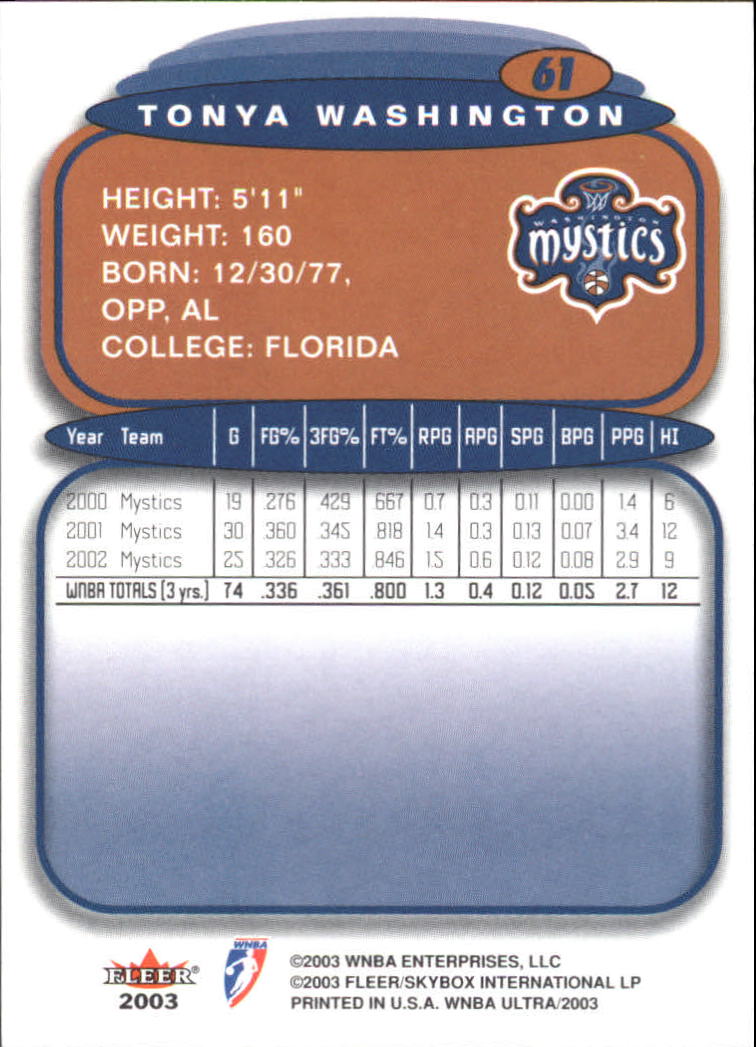 2003 Ultra WNBA (Fleer) Basketball - Picture 121 of 221