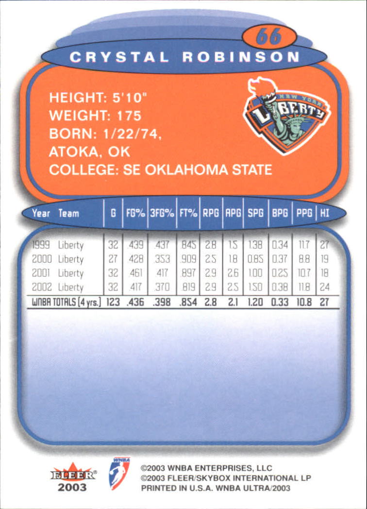 2003 Ultra WNBA (Fleer) Basketball - Picture 131 of 221