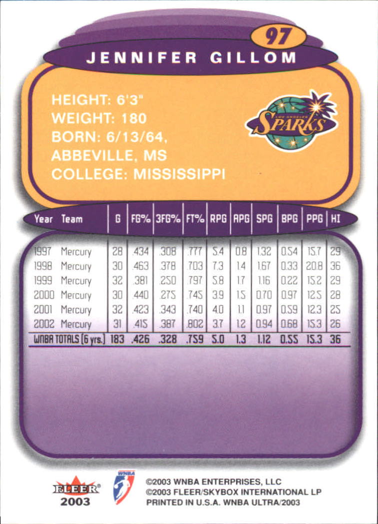 2003 Ultra WNBA (Fleer) Basketball - Picture 193 of 221