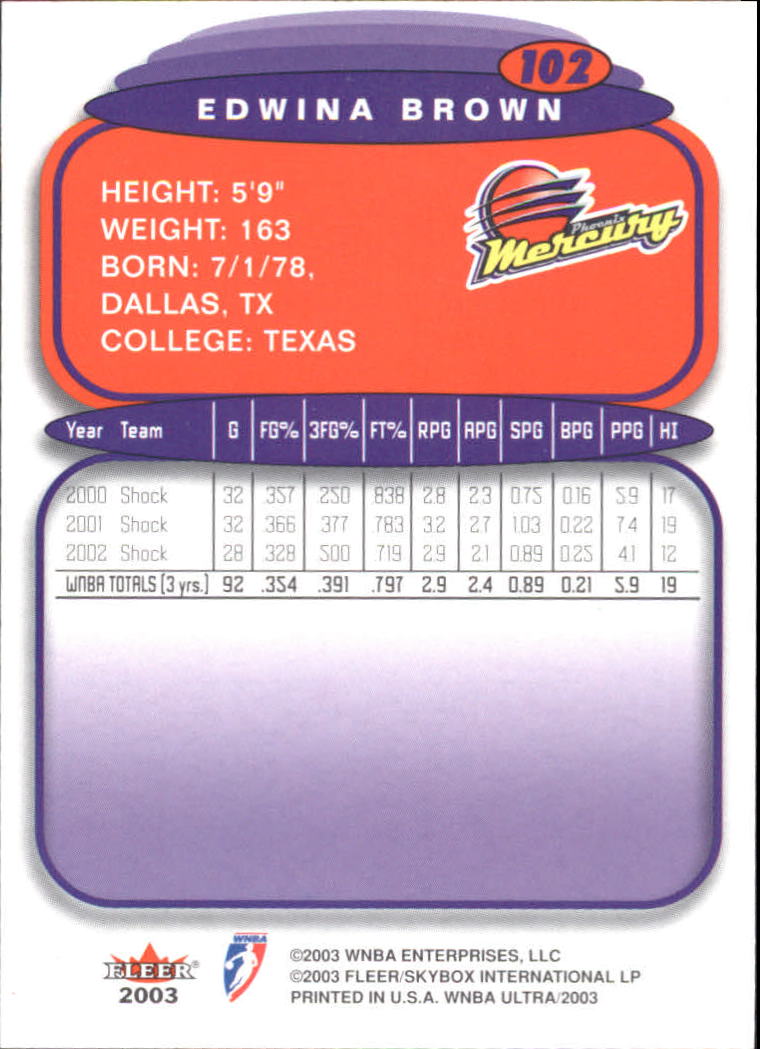 2003 Ultra WNBA (Fleer) Basketball - Picture 203 of 221