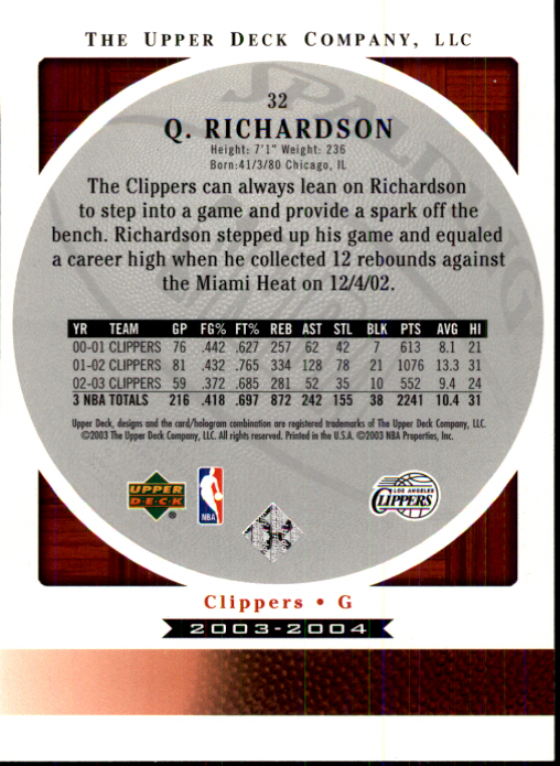 2003/2004 Standing O (Upper Deck) Basketball Part 1 Main Set - Picture 65 of 231