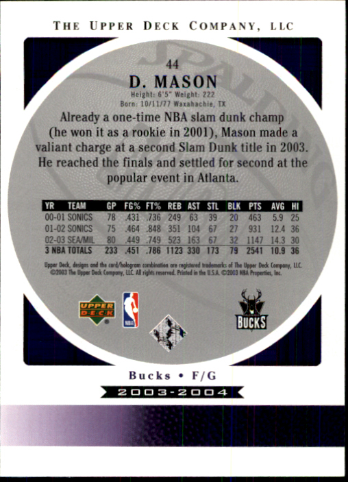 2003/2004 Standing O (Upper Deck) Basketball Part 1 Main Set - Picture 89 of 231