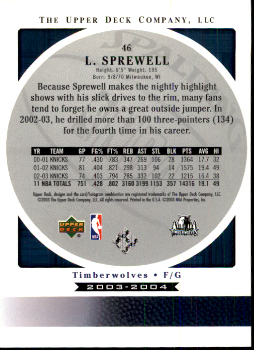 2003/2004 Standing O (Upper Deck) Basketball Part 1 Main Set - Picture 93 of 231