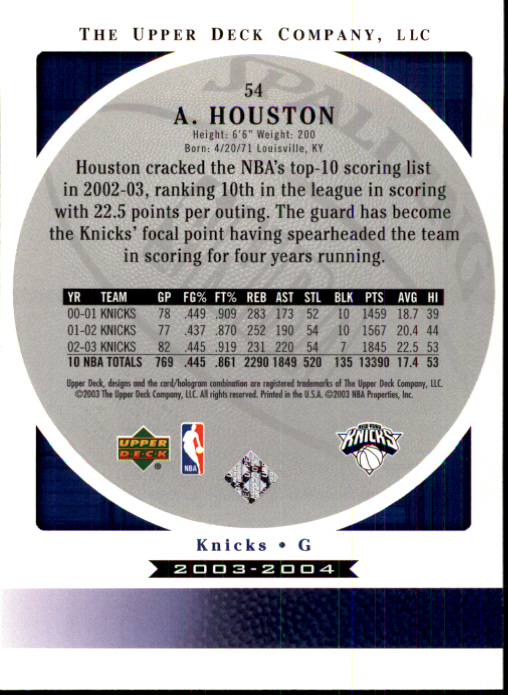 2003/2004 Standing O (Upper Deck) Basketball Part 1 Main Set - Picture 109 of 231