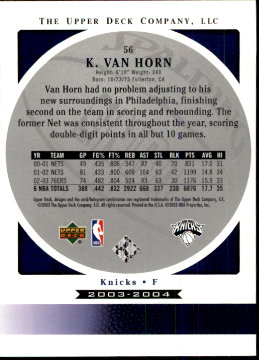 2003/2004 Standing O (Upper Deck) Basketball Part 1 Main Set - Picture 113 of 231