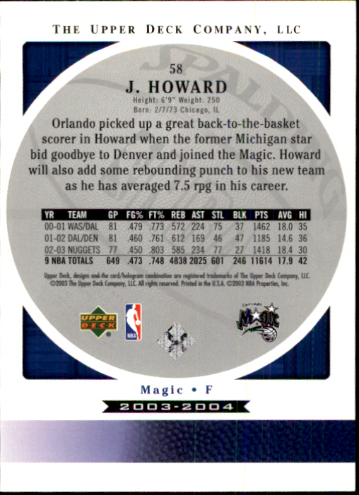 2003/2004 Standing O (Upper Deck) Basketball Part 1 Main Set - Picture 117 of 231