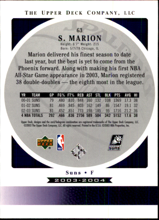 2003/2004 Standing O (Upper Deck) Basketball Part 1 Main Set - Picture 127 of 231