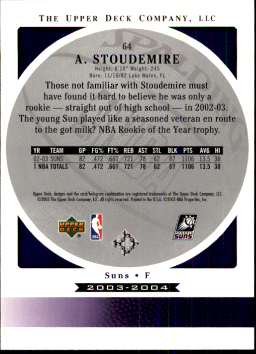 2003/2004 Standing O (Upper Deck) Basketball Part 1 Main Set - Picture 129 of 231