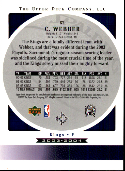 2003/2004 Standing O (Upper Deck) Basketball Part 1 Main Set - Picture 135 of 231