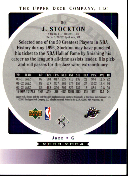 2003/2004 Standing O (Upper Deck) Basketball Part 1 Main Set - Picture 161 of 231