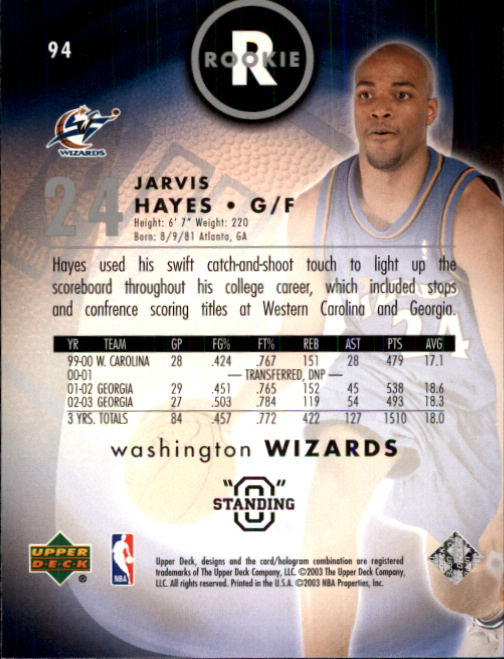 2003/2004 Standing O (Upper Deck) Basketball Part 1 Main Set - Picture 181 of 231